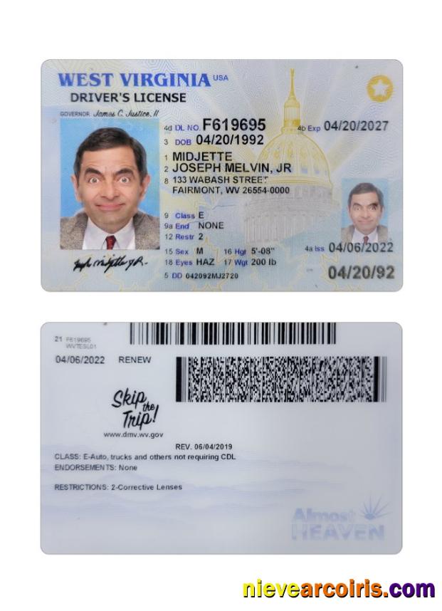 USA West Virginia driving license 2022-present